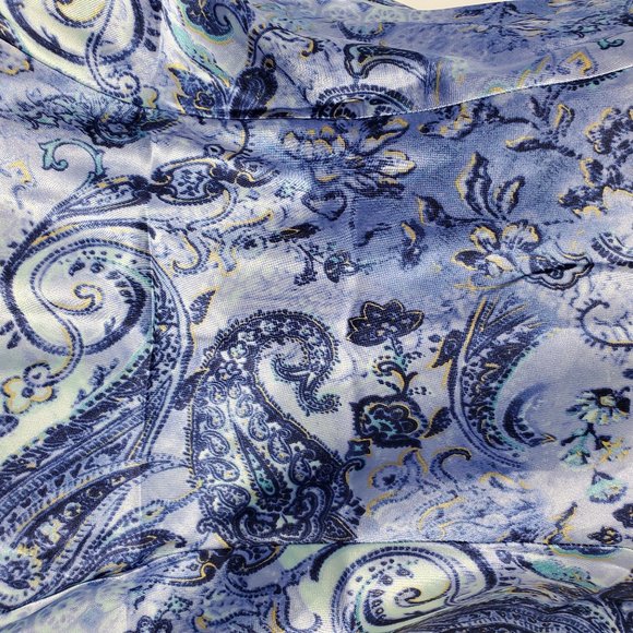 Blue & silver paisley silky CHEMISE slip Medium petite - Picture 7 of 9
